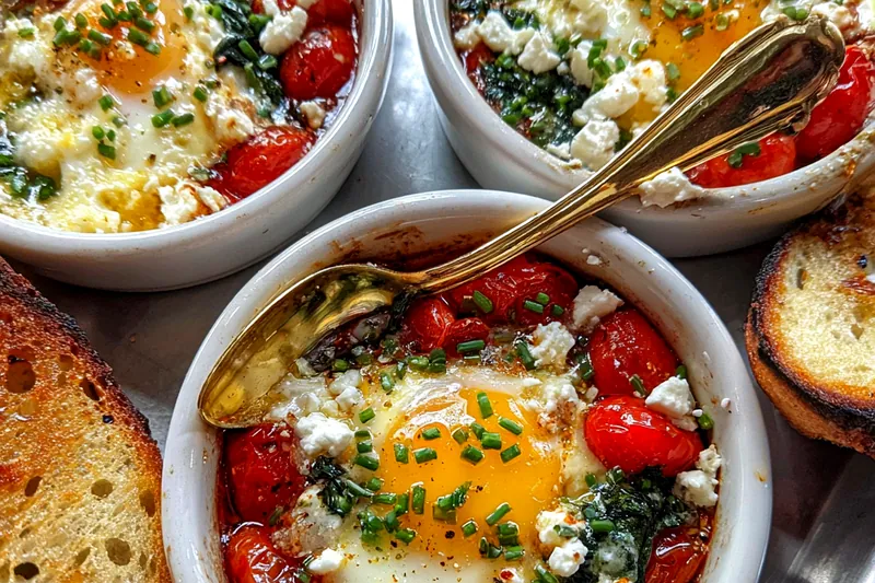 Cooking process for Mediterranean Baked Egg Delight