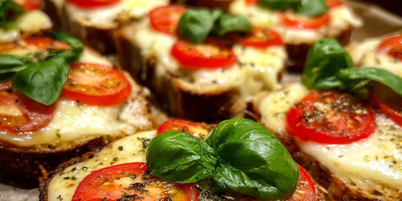 Mini Caprese Toasts with Melted Mozzarella