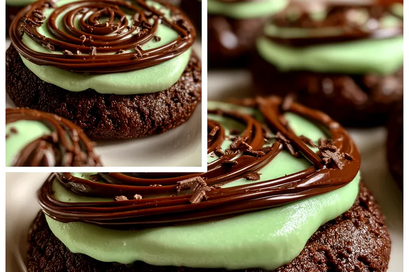 A baking tray of Mint Chocolate Delight Cookies, fresh out of the oven.