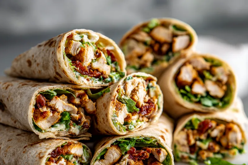 Fresh ingredients for ooey-gooey chicken wraps