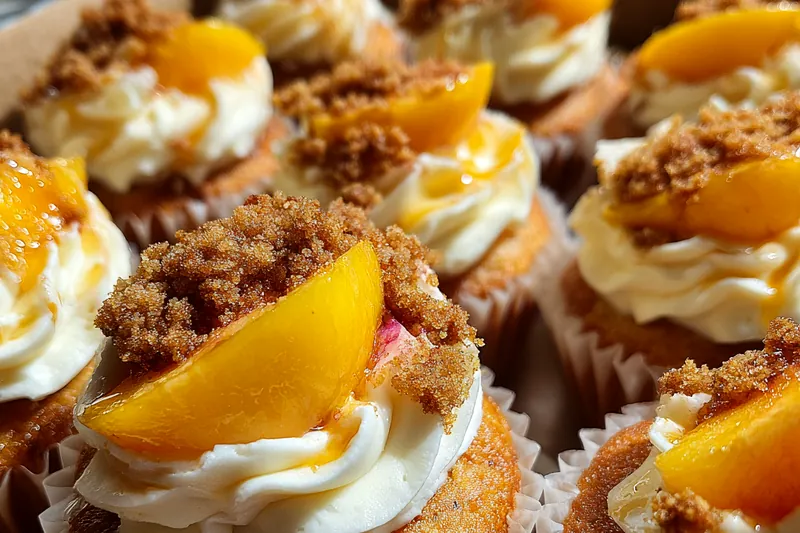 Fresh ingredients for Peach Streusel Cupcakes