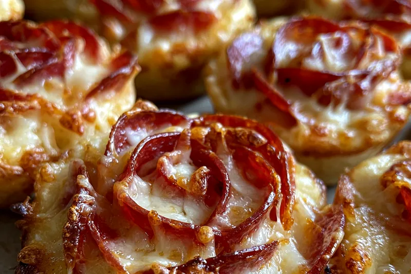 Cooking process for Pepperoni Cheese Muffin Roses
