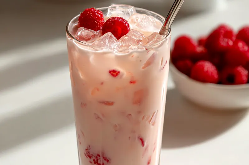 Fresh ingredients for Refreshing Raspberry Iced Latte