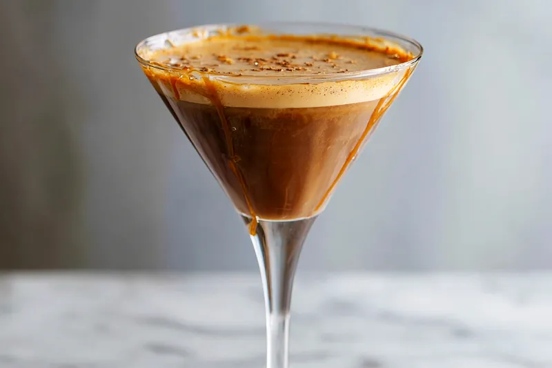 Ingredients for Salted Caramel Espresso Martini including espresso and caramel