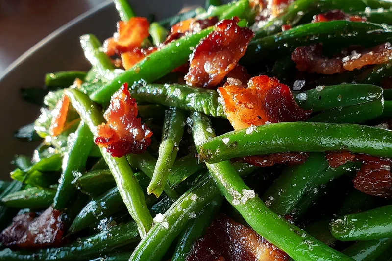 Cooking process for Savory Bacon Green Beans