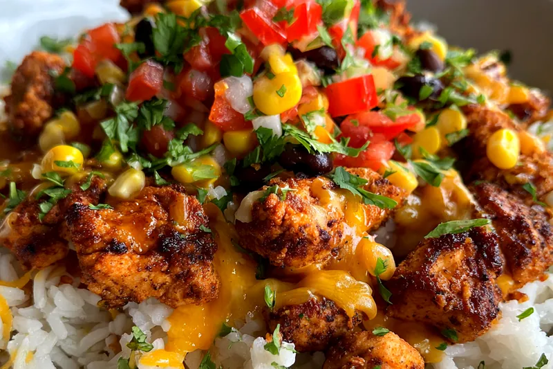 Cooking process for Savory Cheesy Chicken Bowl