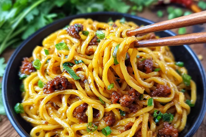 Fresh ingredients for Savory Noodle Bowl Delight