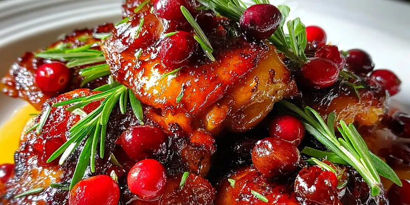 Delicious Savory Orange Cranberry Chicken served on a plate