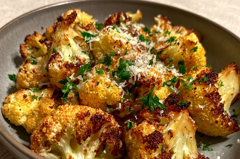 Chef Mitchell expertly baking Savory Parmesan Cauliflower Bites in a hot oven.