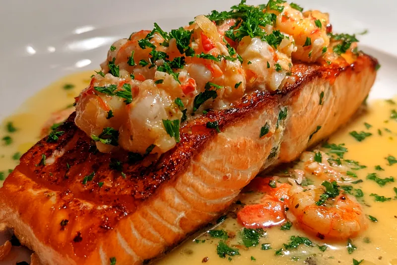 Cooking process for Savory Seafood Stuffed Salmon