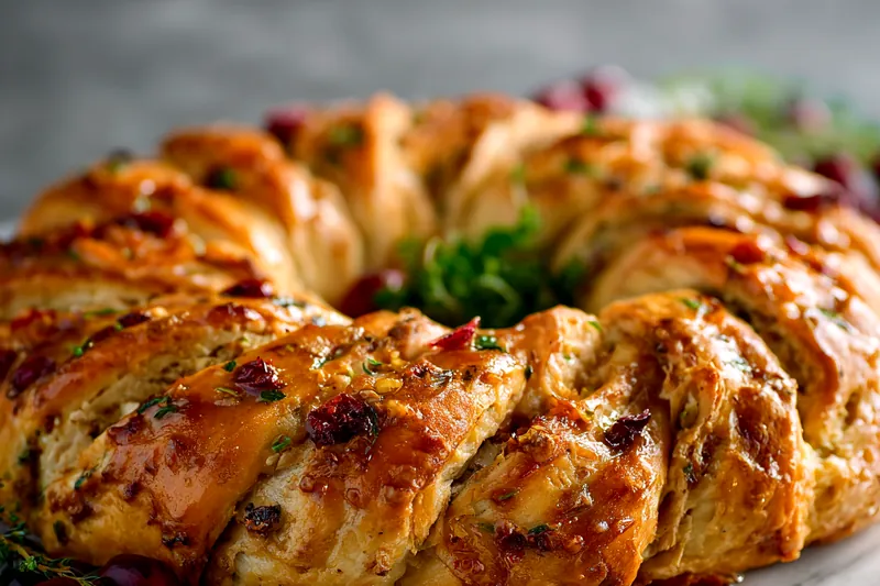 Baking the savory turkey and cranberry crescent ring