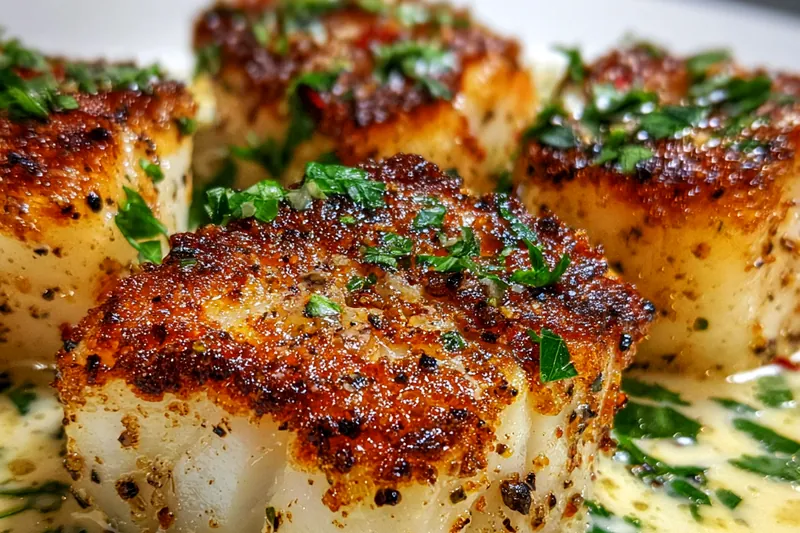 Cooking process for Seared Cod in Cream Sauce