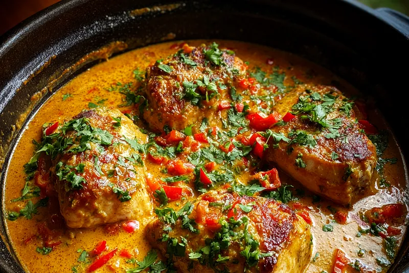 Steps of preparing Slow Cooker Thai Peanut Chicken, showcasing mixing ingredients and the slow cooker in action.