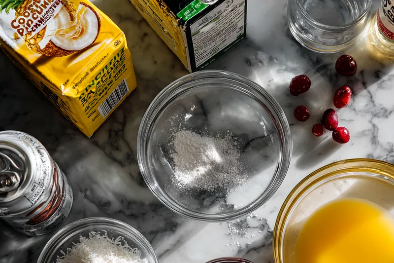 Pouring yellow pineapple mixture over ice in a glass with a sugared rim