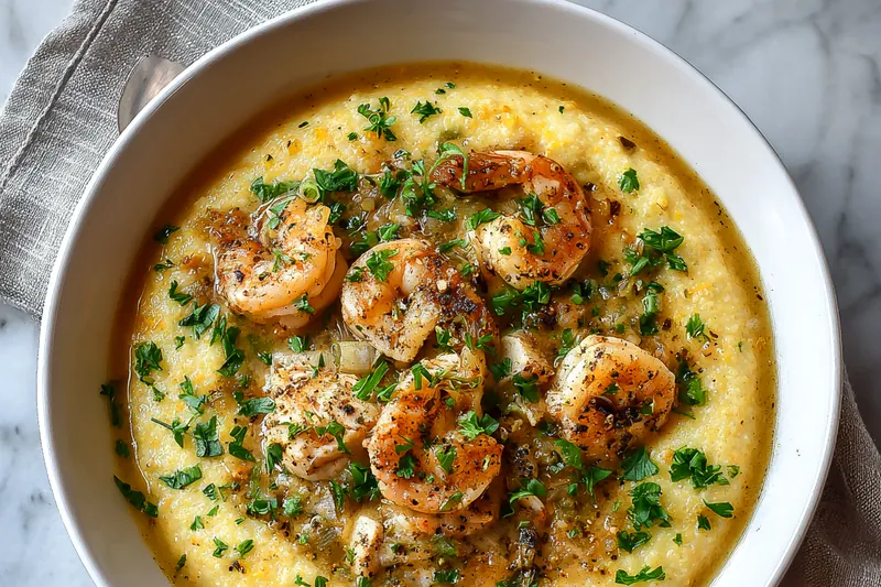 Fresh ingredients for Southern Chicken Scampi Grits