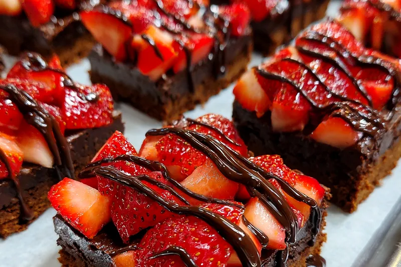 Cooking process for Strawberry Chocolate Brownie Bites