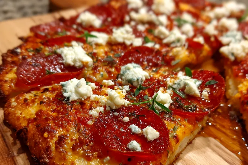 A vibrant display of ingredients needed for Sweet and Spicy Ricotta Pizza, including ricotta cheese, spicy honey, and fresh basil.