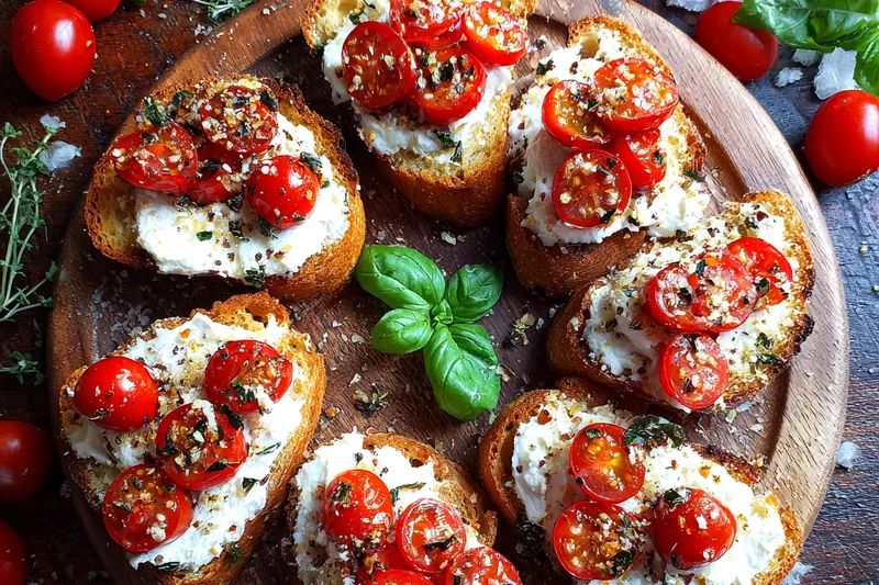 Fresh ingredients for Tomato Basil Crostini