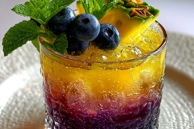 Fresh ingredients for Tropical Blueberry Pineapple Sour