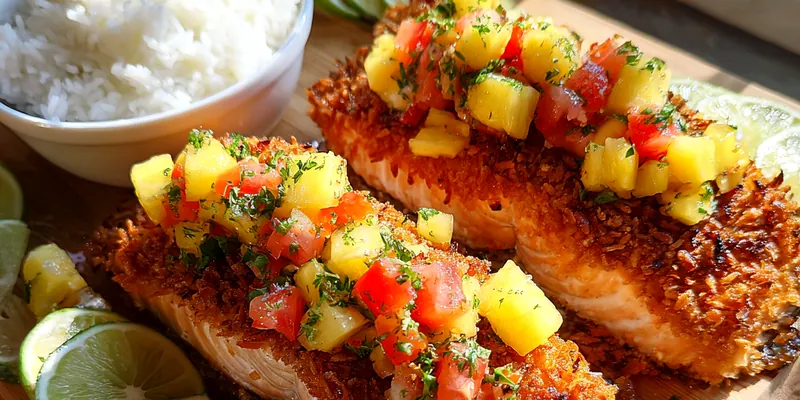 Delicious Tropical Coconut Salmon Delight served on a plate