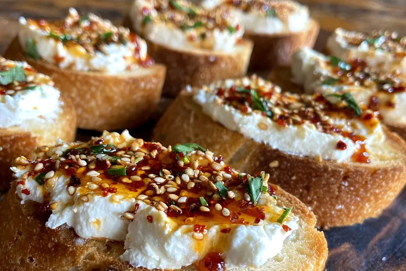 Fresh ingredients for Whipped Feta Crostini Delight