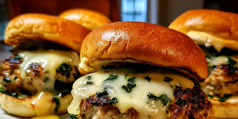 White Cheddar and Spinach Chicken Burgers